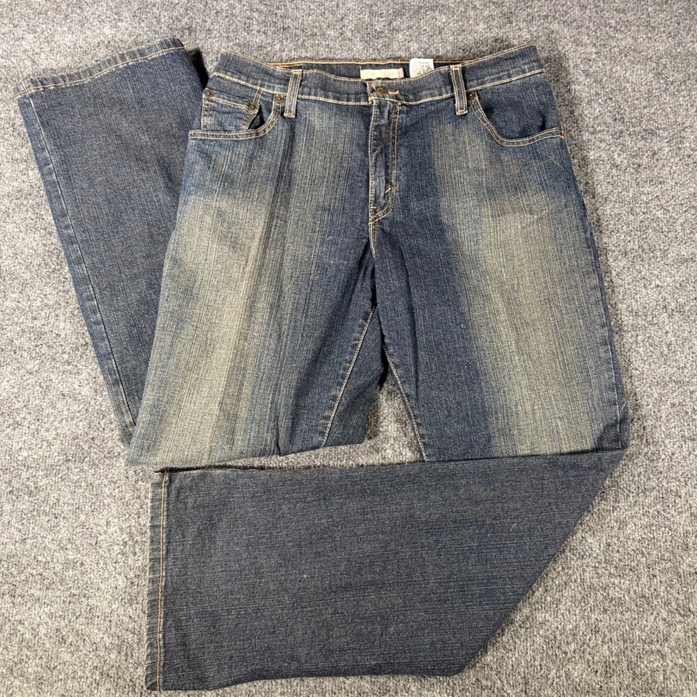 Levi's 550 Relaxed Boot Cut Jeans Womens 12 M Y2K Whiskered Dark Wash Stretch
